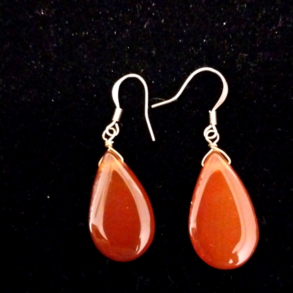 Carnelian and sterling earrings new!